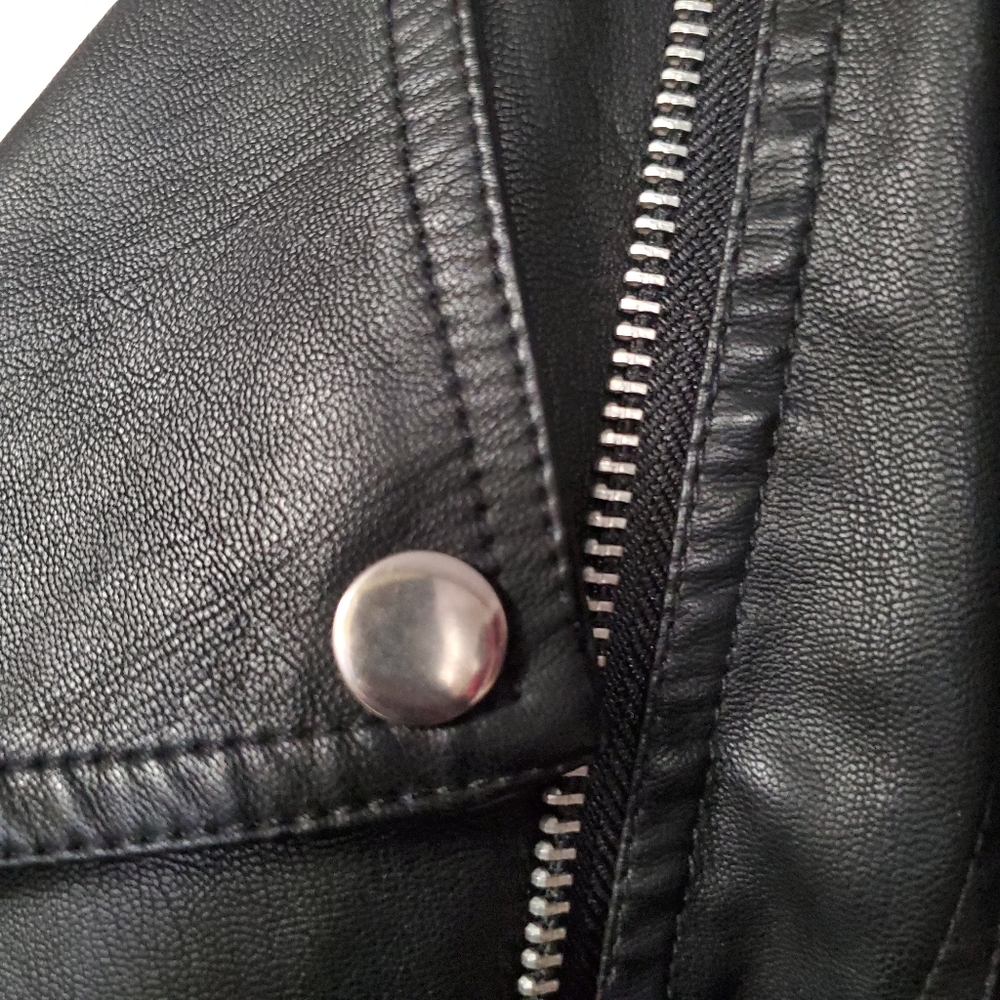 Candie's black faux leather moto jacket coat xs - Picture 10 of 14